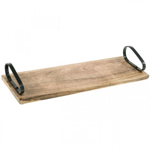Wooden tray, decorative tray with metal handles, table decoration L44cm