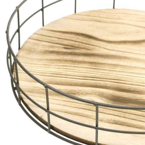Floristik24 Decorative tray round wood, metal natural Ø25/30/35cm set of 3
