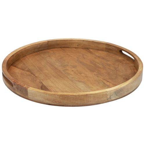 Wooden tray round serving tray natural mango wood Ø48cm H4cm