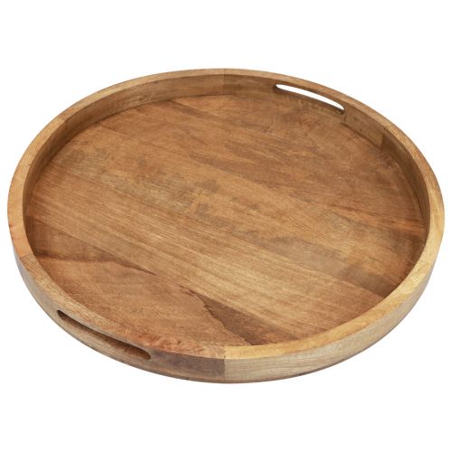 Wooden tray round serving tray natural mango wood Ø48cm H4cm
