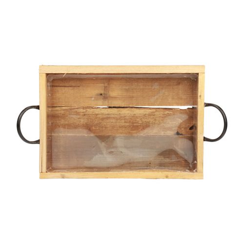 Product Wooden tray with handles decorative tray natural black 35×22.5cm