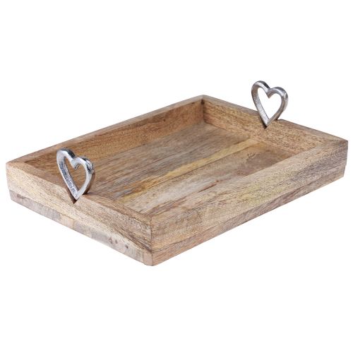 Floristik24 Wooden tray with handles Tray with hearts natural 26×20×7.5cm