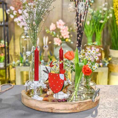 Floristik24 Wooden tray with handles, table decoration round real wood, metal natural, silver Ø40.5cm