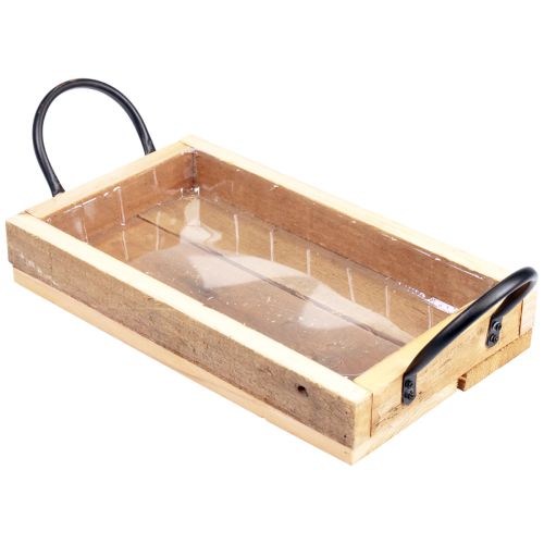 Product Wooden tray with handles decorative tray natural black 30×17×5cm
