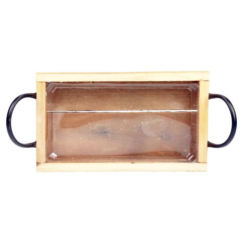 Product Wooden tray with handles decorative tray natural black 30×17×5cm