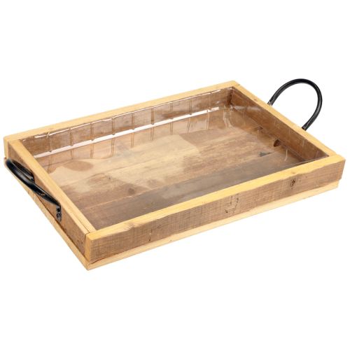 Product Wooden tray with handles decorative tray natural black 40×27.5×5cm