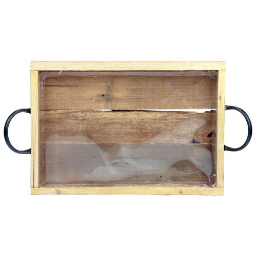 Product Wooden tray with handles decorative tray natural black 40×27.5×5cm