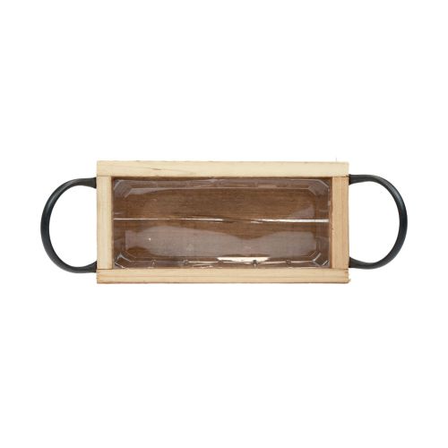 Product Wooden tray with handles decorative tray natural black 25×12.5×5cm