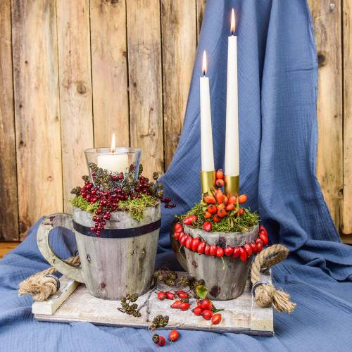 Floristik24 Wooden cup for planting Ø14cm H14.5cm