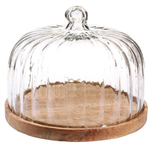 Floristik24 Wooden plate with cheese dome decorative plate wood Ø29cm H22cm