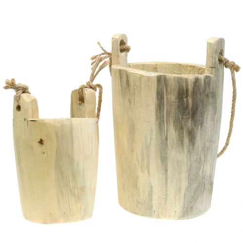 Floristik24 Wooden pot to hang natural 2pcs