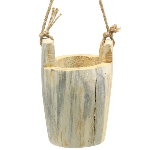Floristik24 Wooden pot to hang natural 2pcs