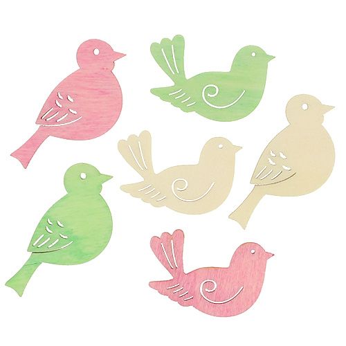 Floristik24 Wooden birds 4cm - 4.5cm pastel assorted 72 pieces