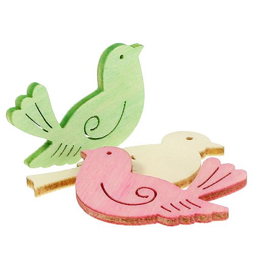 Floristik24 Wooden birds 4cm - 4.5cm pastel assorted 72 pieces
