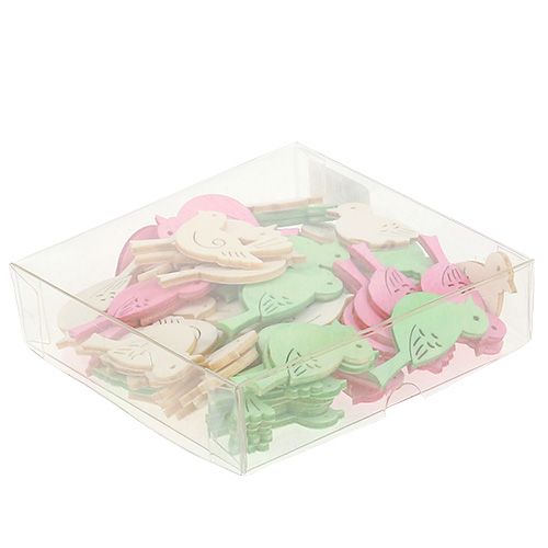 Floristik24 Wooden birds 4cm - 4.5cm pastel assorted 72 pieces