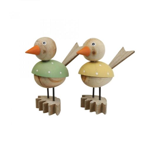 Floristik24 Wooden bird deco figure window decoration spring yellow/green H15cm 2pcs