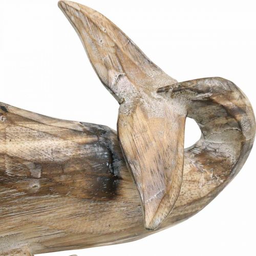 Floristik24 Whale Deco Wood Wooden Whale Maritime Decoration Teak Nature 29cm