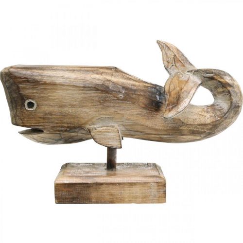 Floristik24 Whale Deco Wood Wooden Whale Maritime Decoration Teak Nature 29cm