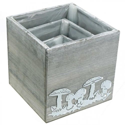 Product Wooden cubes with mushrooms, autumn decoration, plant box 20/16/12 cm, set of 3