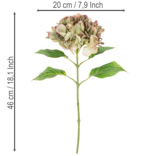 Artificial hydrangea decorative flower with stem, 46cm | Floristik24.ie