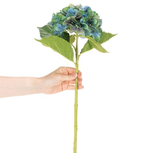 Artificial hydrangea flower, blue-green, decorative single stem, 53cm | Floristik24.ie