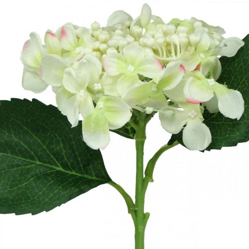 Product Hydrangea, silk flower, artificial flower for table decorations white, green L44cm