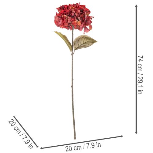 Artificial hydrangea flowering branch, large bloom, 74cm | Floristik24.ie