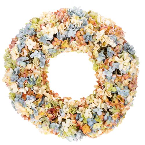 Artificial hydrangea wreath, colorful, for door and wall, 55cm
