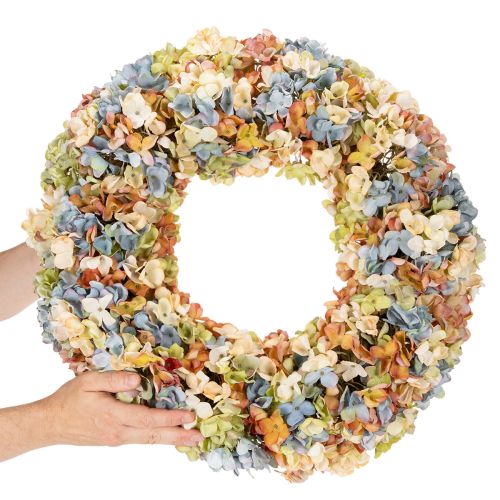 Artificial hydrangea wreath, colorful, for door and wall, 55cm | Floristik24.ie
