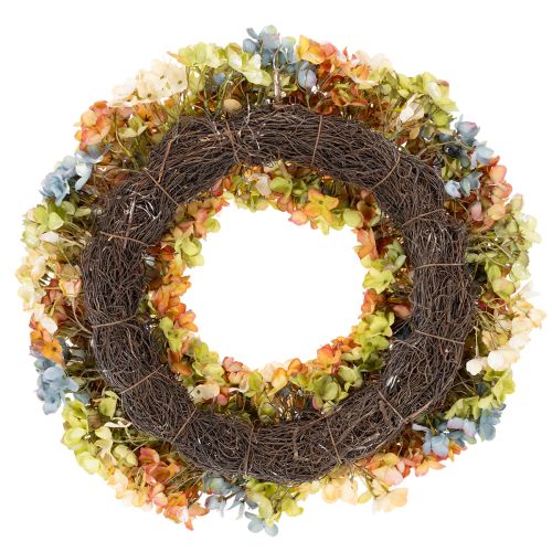 Artificial hydrangea wreath, colorful, for door and wall, 55cm | Floristik24.ie