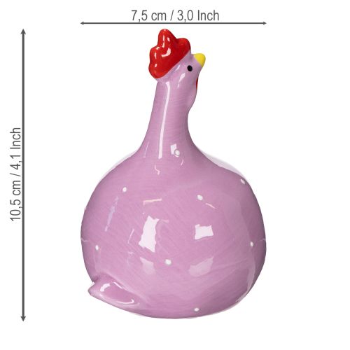 Product Ceramic chicken figurine for colorful Easter decorations in the living room and on tables, 10.5cm, 4 pieces