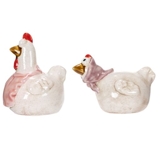 Product Ceramic chicken figurines for the living room, cute Easter table decoration for the home, 11cm, 2 pieces