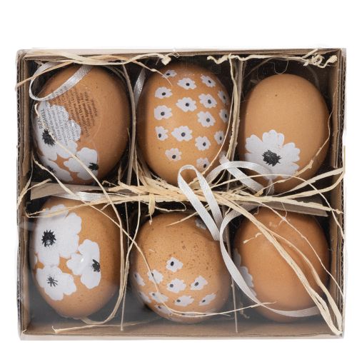 Product Easter egg hanging decoration, spring, Easter, real chicken eggs, natural, 6cm, 6 pieces