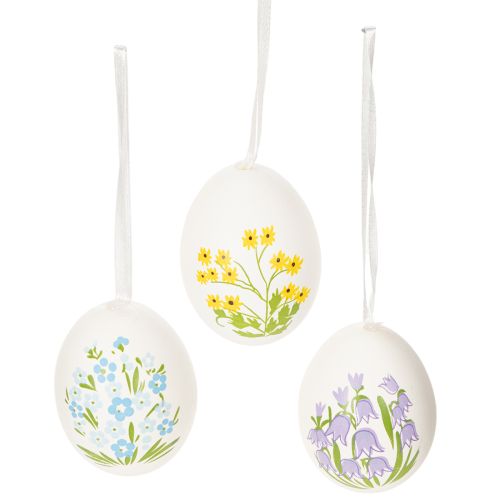 Floristik24 Easter eggs with delicate floral motifs for festive Easter decoration in the living room, 6cm, 6 pieces