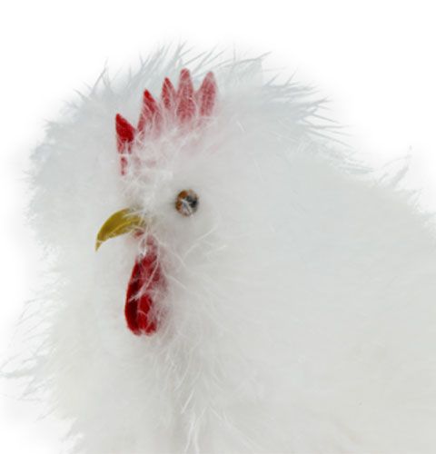 Product Deco set pair of chickens 13cm and 15cm white