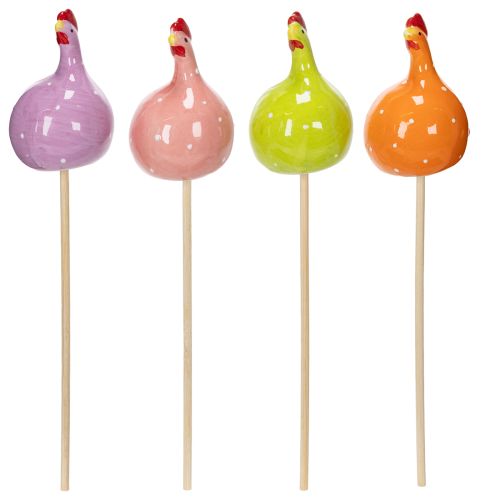 Product Decorative chicken stakes for spring flower arrangements and table decorations, 7.5cm, 4 pieces
