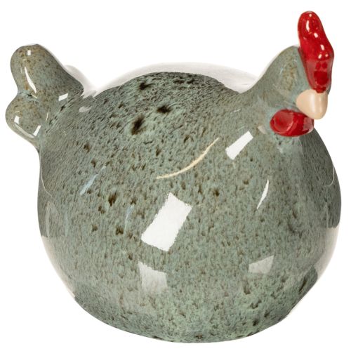 Ceramic chicken decorative figure for living area with rustic design and abstract shape, 13cm, 2 pieces