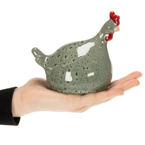 Product Ceramic chicken decorative figure for living area with rustic design and abstract shape, 13cm, 2 pieces