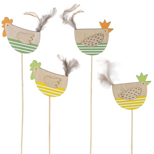 Chicken stakes in Easter design for cheerful spring decoration, 7cm, 12 pieces