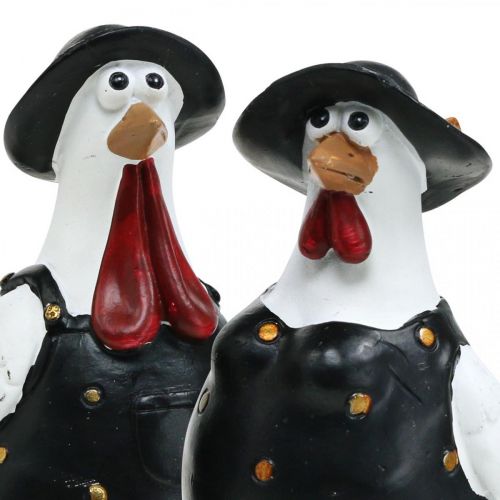 Floristik24 Pair of chickens, Easter decoration, spring, decorative chickens with hat H11cm set of 2
