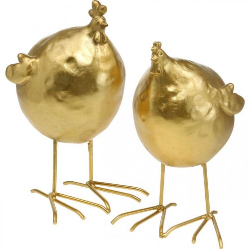 Floristik24 Golden chicken decoration kitchen Easter decoration H21.5cm 2pcs
