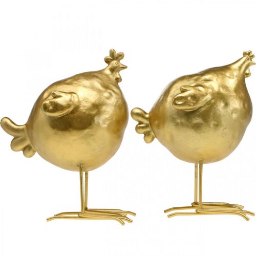 Floristik24 Golden chicken decoration kitchen Easter decoration H21.5cm 2pcs