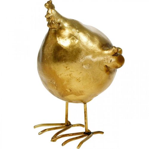 Floristik24 Deco chicken Easter decoration figure golden round, H10 cm 2pcs