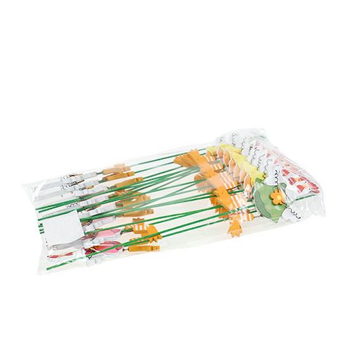 Floristik24 Chicken with flower sort. on the rod 15pcs