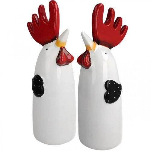 Floristik24 Ceramic Rooster Kitchen Decoration Chicken White H23cm 2 pcs