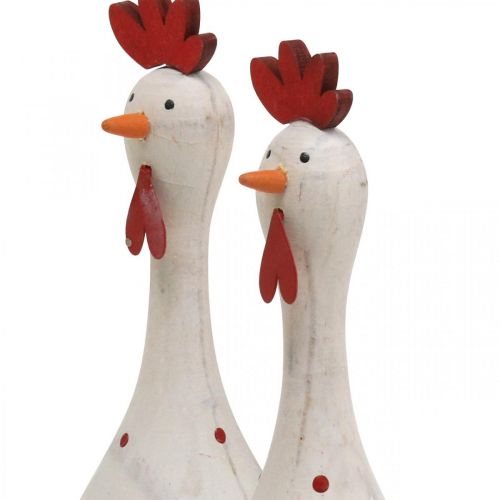 Floristik24 Decorative chicken wood white decorative figure Easter Ø5cm H15cm 2pcs