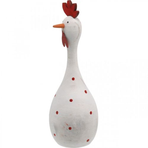 Floristik24 Decorative chicken wood white with dots Easter figure Ø7cm H20cm