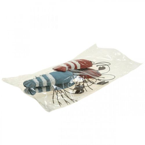 Floristik24 Lobster wood and metal maritime decoration red/blue L23cm 4pcs