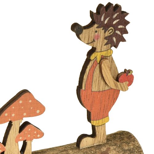 Product Hedgehog with mushrooms autumn figure wooden hedgehog yellow/orange H11cm set of 6