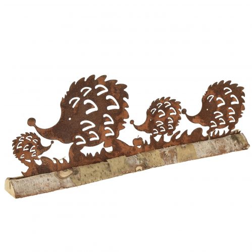 Floristik24 Hedgehog family rust decoration autumn rust 38x4,5x13,5cm